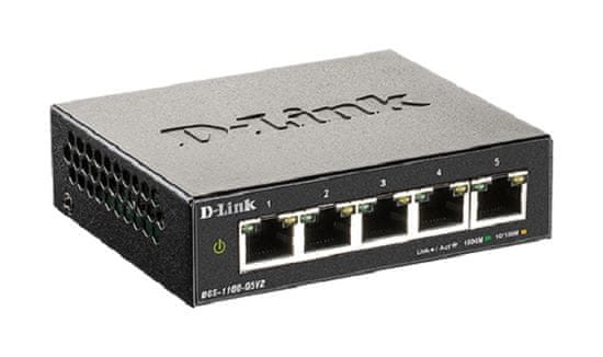 D-Link DGS-1100-05V2/E 5-Port Gigabit Smart Managed Switch- 5-Port 100BaseTX Auto-Negotiating 10/100/1000Mbps Switch