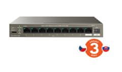 Tenda TEG1110PF-8-102W PoE AT switch 8xPoE 802.3af/at + Uplink RJ45 + SFP port, 92W, PoE+, fanless