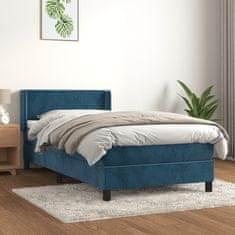 Vidaxl Box spring postel s matrací tmavě modrá 100x200 cm samet