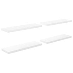 Vidaxl Plovoucí nástěnné police 4 ks lesklé bílé 80x23,5x3,8 cm MDF