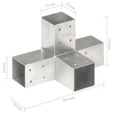 Vidaxl Trámová spojka ve tvaru X pozinkovaný kov 71 x 71 mm