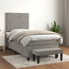 Greatstore Box spring postel s matrací světle šedá 80 x 200 cm samet