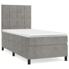 Greatstore Box spring postel s matrací světle šedá 80 x 200 cm samet