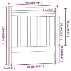 Vidaxl Čelo postele černá 95 x 4 x 100 cm masivní borovice