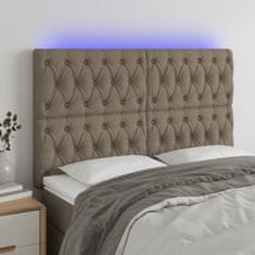 Greatstore Čelo postele s LED taupe 160x7x118/128 cm textil