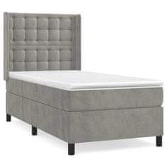 Greatstore Box spring postel s matrací světle šedá 80 x 200 cm samet