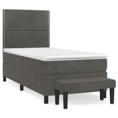 Greatstore Box spring postel s matrací tmavě šedá 80 x 200 cm samet