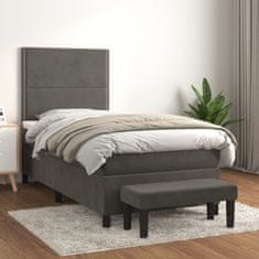 Greatstore Box spring postel s matrací tmavě šedá 80 x 200 cm samet