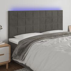 Greatstore Čelo postele s LED tmavě šedé 180x5x118/128 cm samet