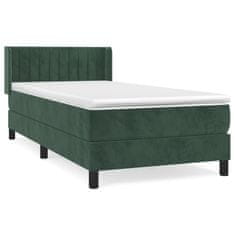 Greatstore Box spring postel s matrací tmavě zelená 90x200 cm samet