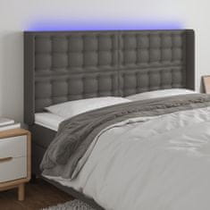 Greatstore Čelo postele s LED šedé 147 x 16 x 118/128 cm umělá kůže