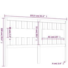 Vidaxl Čelo postele černé 155,5 x 4 x 100 cm masivní borovice