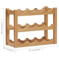 Vidaxl Stojan na víno na 12 lahví 47 x 21 x 36 cm masivní dubové dřevo