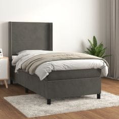 Greatstore Box spring postel s matrací tmavě šedá 80 x 200 cm samet