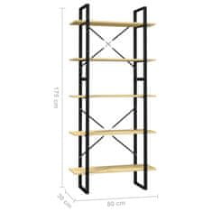 Greatstore Knihovna s 5 policemi 80 x 30 x 175 cm borové dřevo