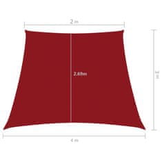 Vidaxl Stínicí plachta oxfordská látka lichoběžník 2/4 x 3 m červená