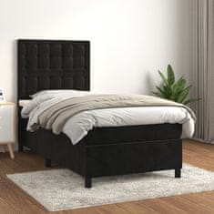 Greatstore Box spring postel s matrací černá 90x190 cm samet