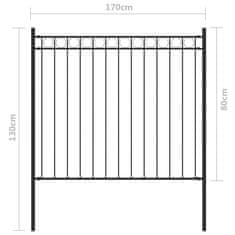 Vidaxl Zahradní plot ocel 1,7 x 0,8 m černý