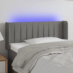 Vidaxl Čelo postele s LED tmavě šedé 93 x 16 x 78/88 cm textil