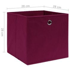 Vidaxl Úložné boxy 4 ks netkaná textilie 28 x 28 x 28 cm tmavě červené