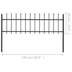 Vidaxl Zahradní plot s hroty ocelový 1,7 x 0,6 m černý
