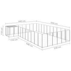 Vidaxl Psí kotec stříbrný 19,36 m² ocel