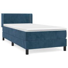 Greatstore Box spring postel s matrací tmavě modrá 90x200 cm samet