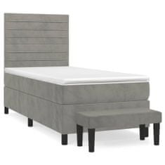 Greatstore Box spring postel s matrací světle šedá 80 x 200 cm samet