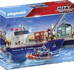 Playmobil 70769 velká kontejnerová loď s celní lodí