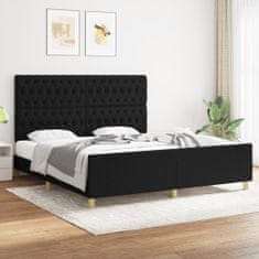 Greatstore Rám postele s čelem černý 180x200 cm textil