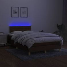 Vidaxl Box spring postel s matrací a LED tmavě hnědá 120x200 cm textil