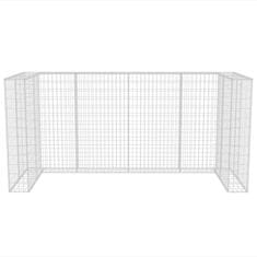 Vidaxl Gabionová zástěna pro 3 popelnice ocelová 250 x 100 x 120 cm