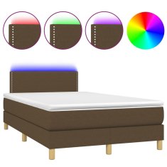 Greatstore Box spring postel s matrací a LED tmavě hnědá 120x200 cm textil