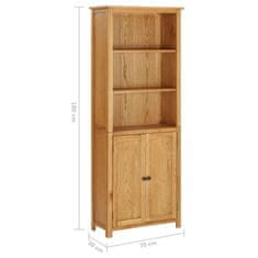 Greatstore Knihovna se 2 dvířky 70 x 30 x 180 cm masivní dubové dřevo