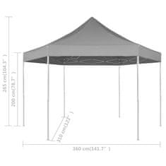 Petromila Nůžkový skládací party stran hexagon šedý 3,6 x 3,1 m