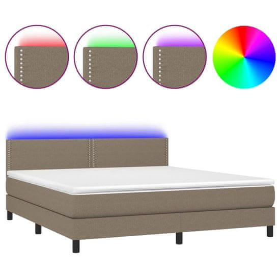 Vidaxl Box spring postel s matrací a LED taupe 160x200 cm textil