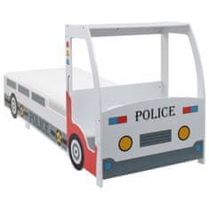 Greatstore Dětská postel policejní auto+matrace z paměťové pěny 90x200 cm