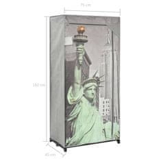 Vidaxl Šatní skříň New York 75 x 45 x 160 cm textil