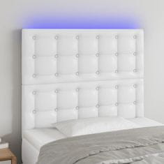 Vidaxl Čelo postele s LED bílé 90x5x118/128 cm umělá kůže