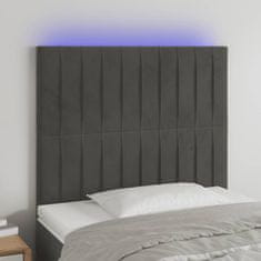 Greatstore Čelo postele s LED tmavě šedé 80x5x118/128 cm samet