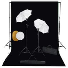 Vidaxl Foto studio set se světly, deštníky, pozadím a odraznou deskou