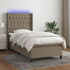 Greatstore Box spring postel s matrací a LED taupe 90x190 cm textil