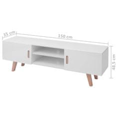 Greatstore TV stolek MDF 150 x 35 x 48,5 cm vysoký lesk bílý