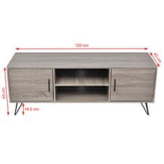 Greatstore TV stolek 120x40x45 cm šedý