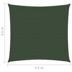 Greatstore Stínicí plachta 160 g/m2 tmavě zelená 4,5 x 4,5 m HDPE