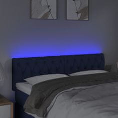 Vidaxl Čelo postele s LED modré 144 x 7 x 78/88 cm textil