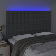 Greatstore Čelo postele s LED tmavě šedé 144x5x118/128 cm textil