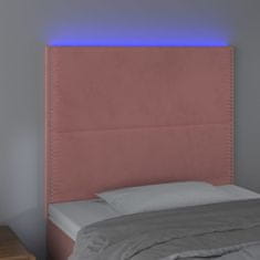 Greatstore Čelo postele s LED růžové 100x5x118/128 cm samet