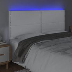 Vidaxl Čelo postele s LED bílé 200x5x118/128 cm umělá kůže