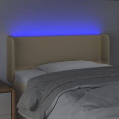 Greatstore Čelo postele s LED krémové 83 x 16 x 78/88 cm textil